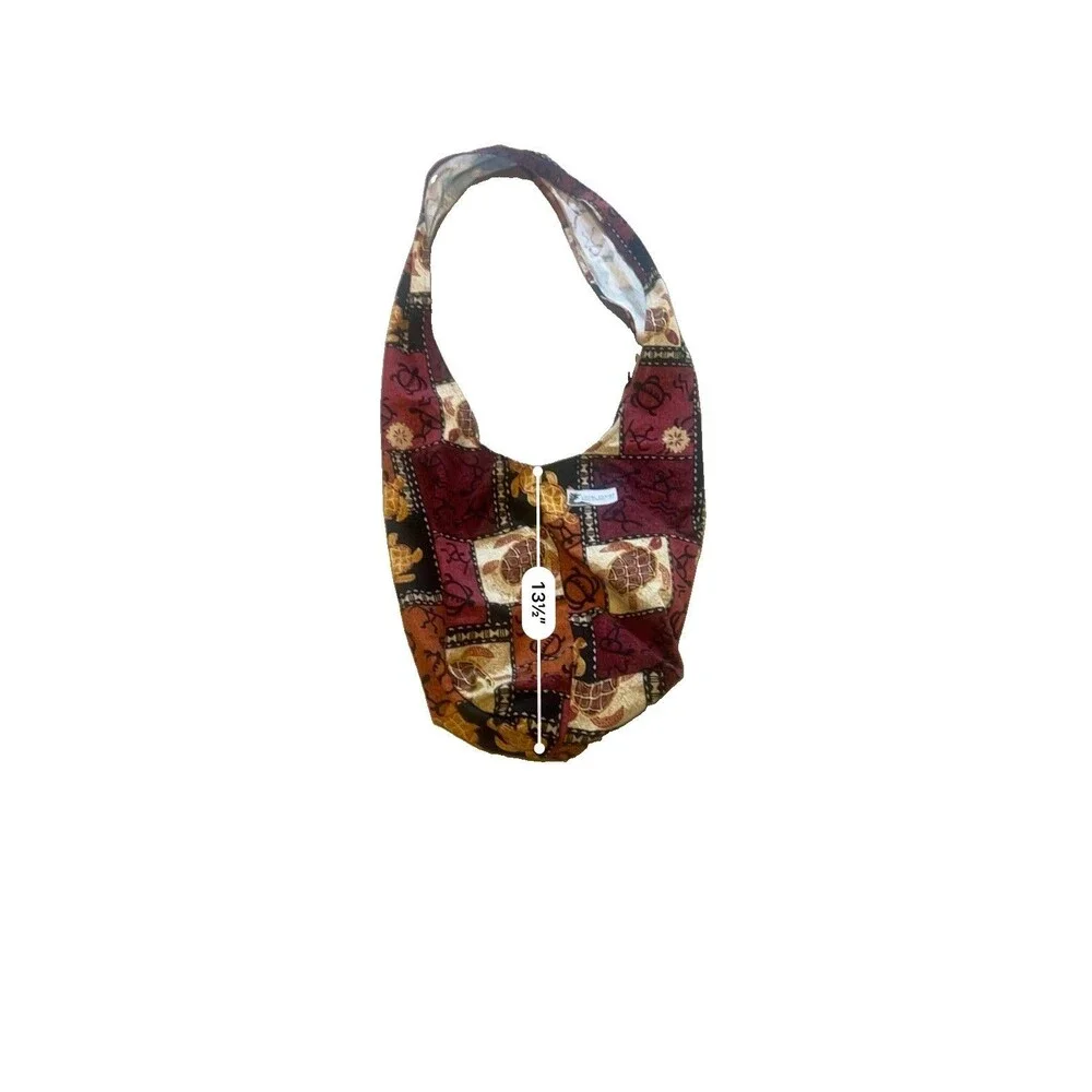 Local Design Hawaiian Multicolor Patchwork Hobo Shoulder Bag Embroidered Pockets
